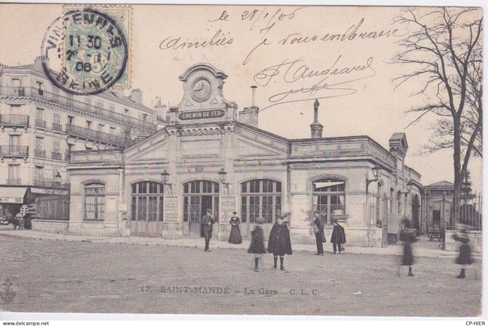 94 - SAINT MANDE  - LA  GARE  DU CHEMIN DE FER - FAÇADE FRONTON 1906 - Saint Mande
