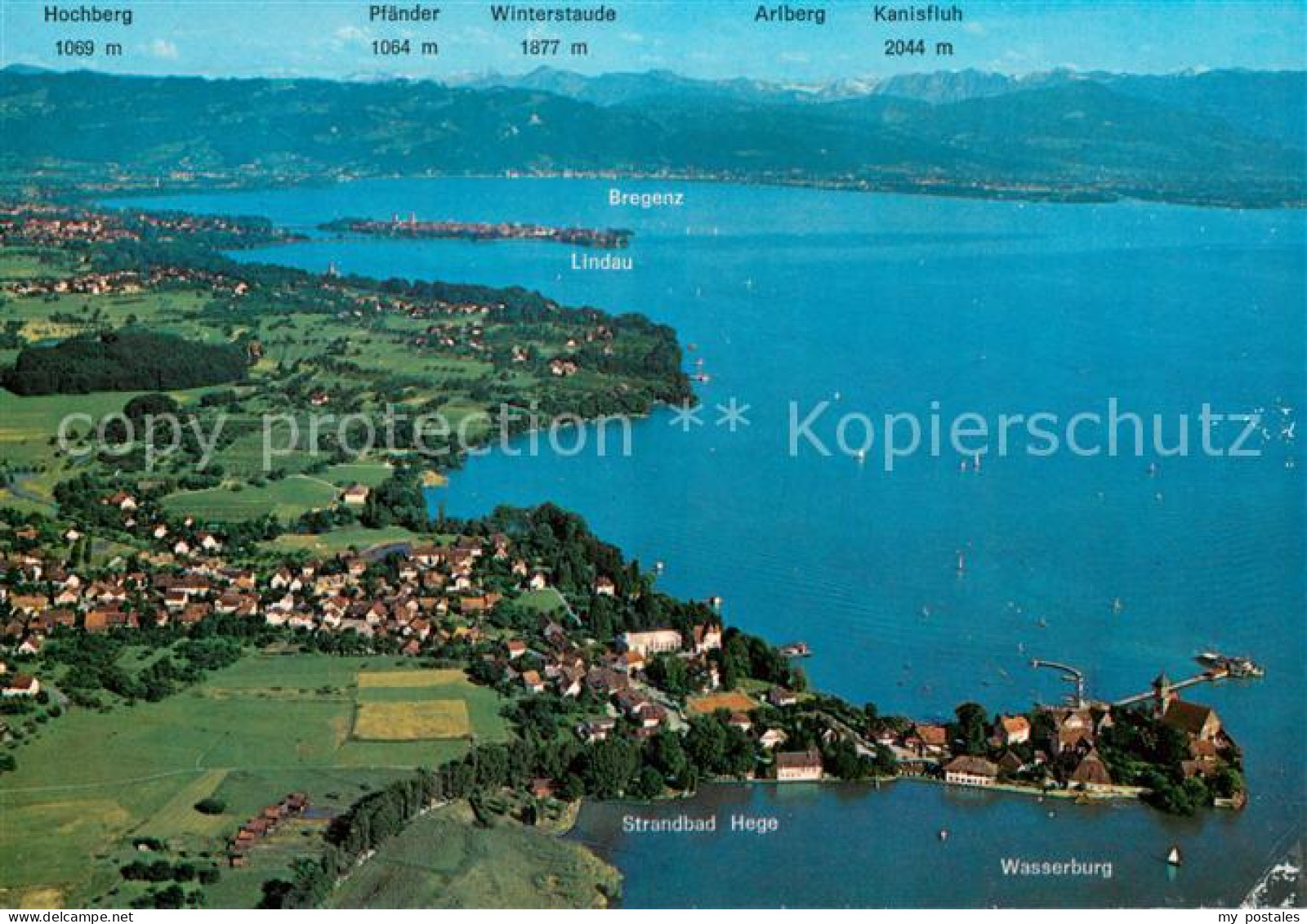 73677910 Wasserburg Bodensee Fliegeraufnahme Mit Blick Auf Lindau Und Bregenzerw - Wasserburg (Bodensee)