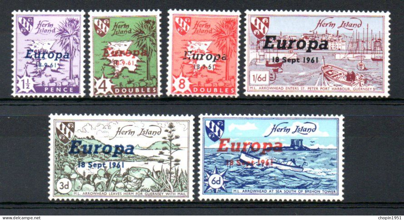 GUERNESEY HERM ISLAND Surchargés EUROPA 1961 - Guernesey