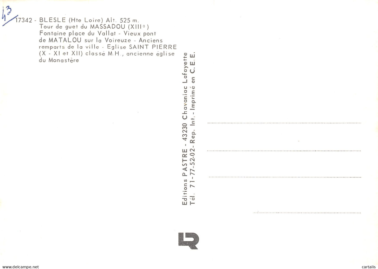 43-BLESLE-N° 4447-A/0325 - Blesle