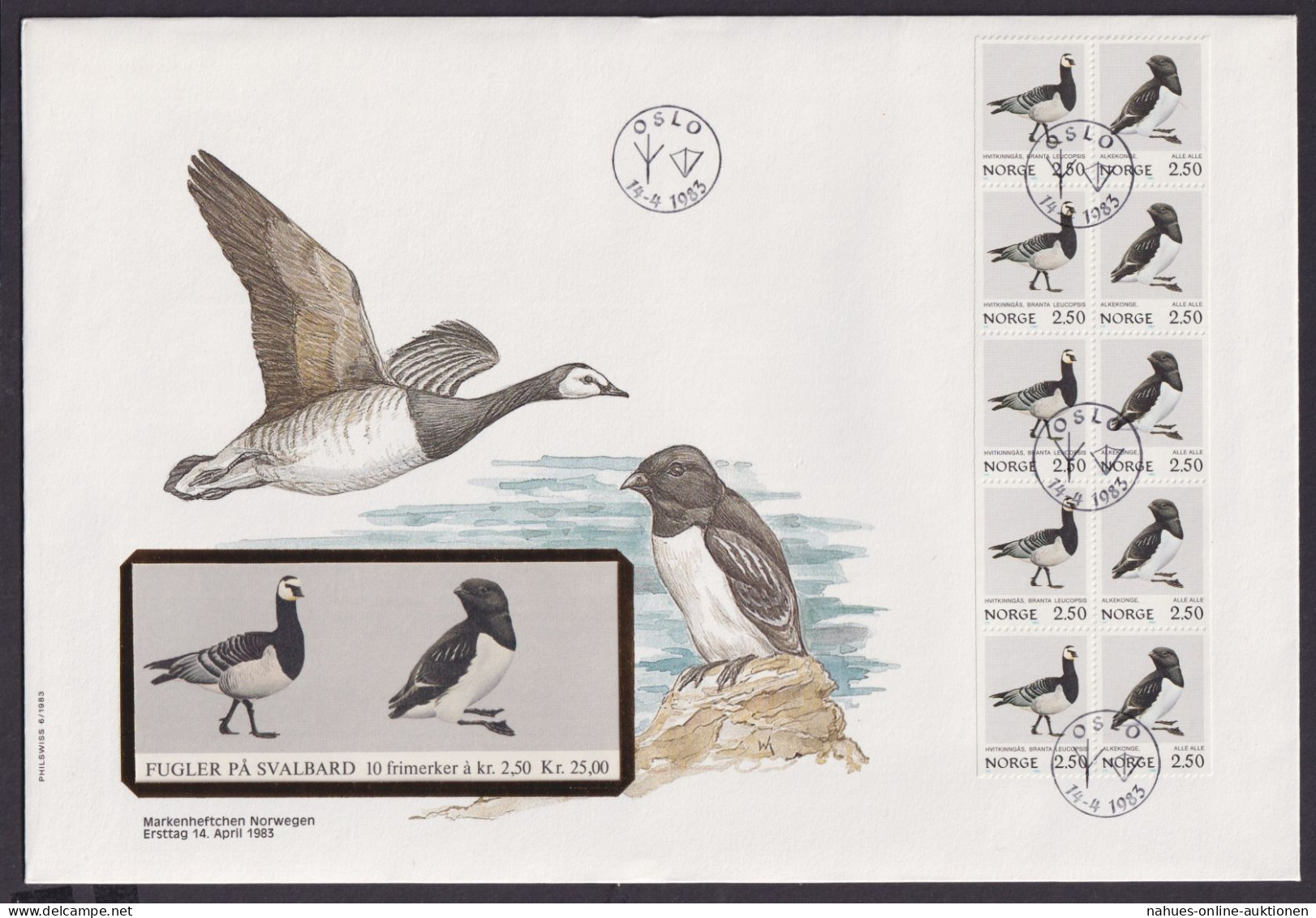 Norwegen Markenheftchen Brtief Zusammendruck Heftchenblatt Seevögel Tierwelt - Storia Postale