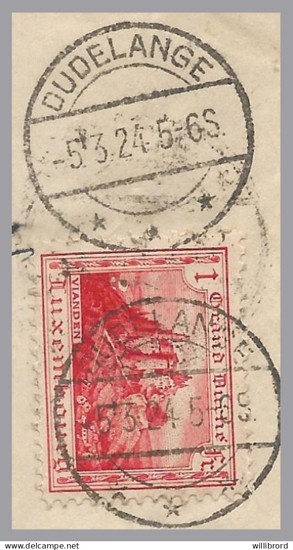 LUXEMBOURG - DUDELANGE T34 - 1924 Registered To Luzern, SWITZERLAND - 1F Red Vianden SOLE USE - Covers & Documents