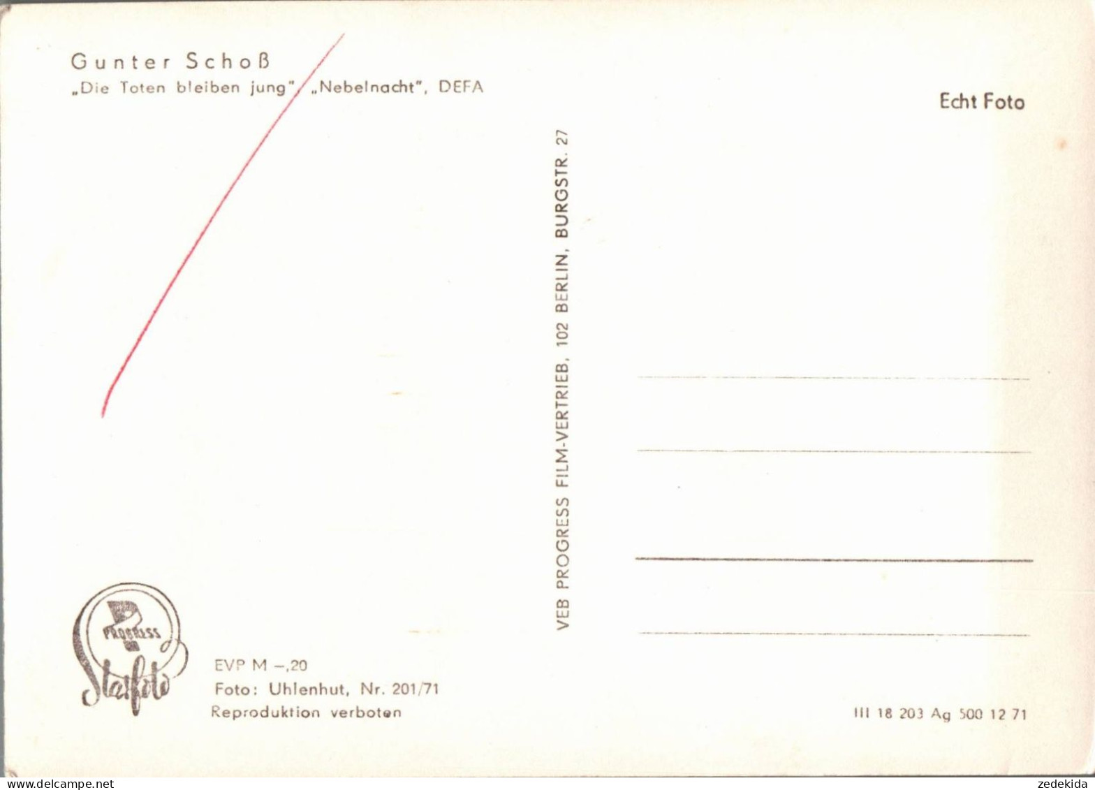 H1789 - Gunter Schoß - Autogrammkarte VEB Progreß Starfoto DDR - Actors