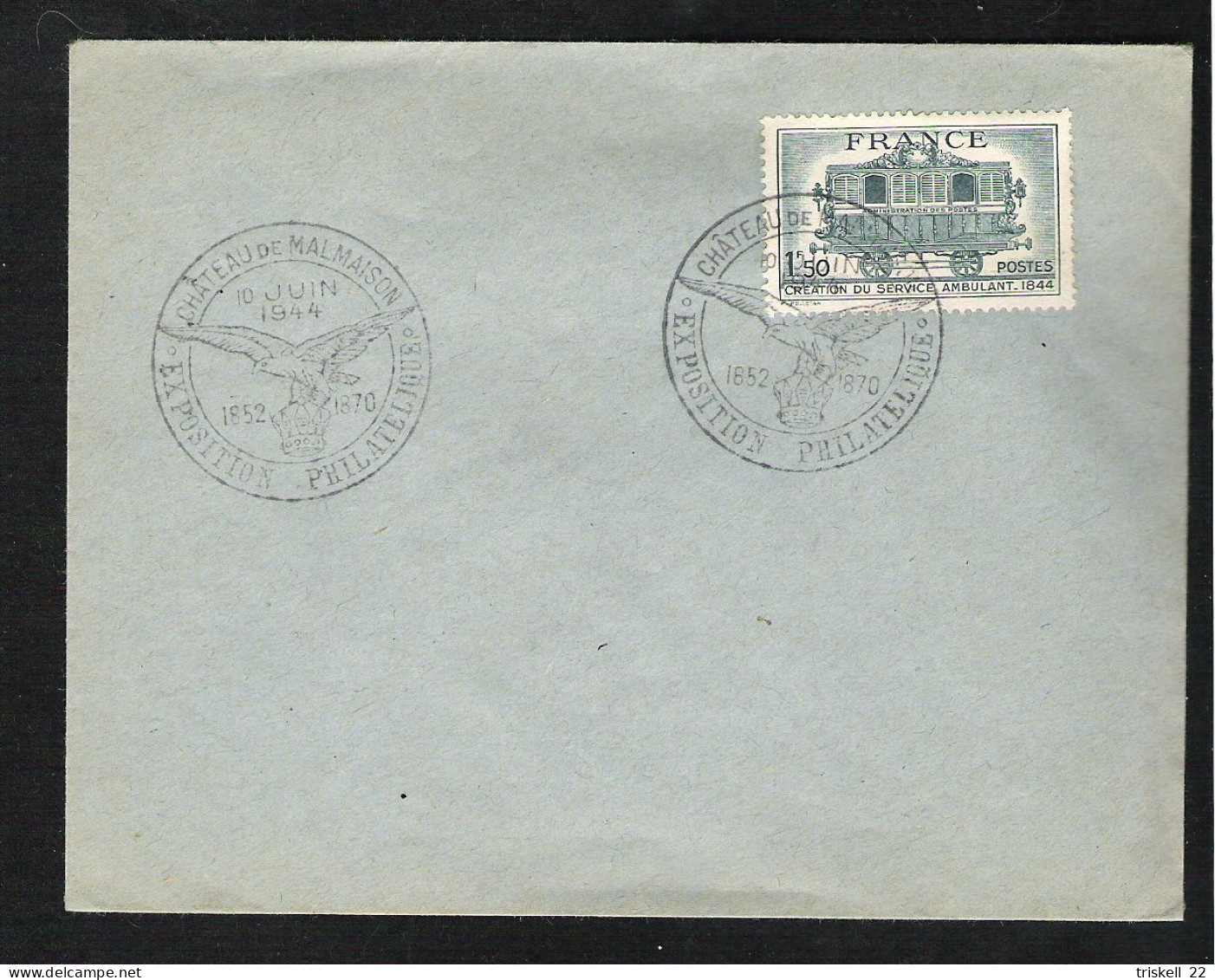 Env. Oblitération : Exposition Philatélique Château De Malmaison   10 Juin 1944 - Commemorative Postmarks