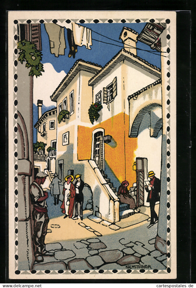 Künstler-AK H. Kalmsteiner: Strassenpartie In Der Altstadt, Adria-Ausstellung 1913 In Wien  - Expositions