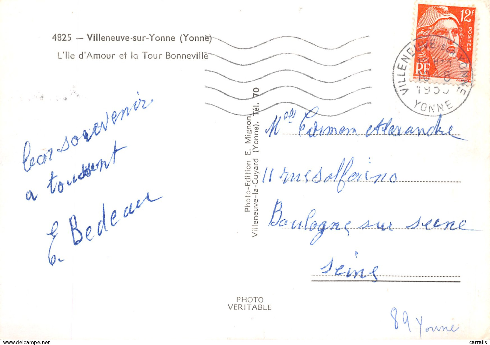 89-VILLENEUVE SUR YONNE-N° 4450-A/0123 - Villeneuve-sur-Yonne