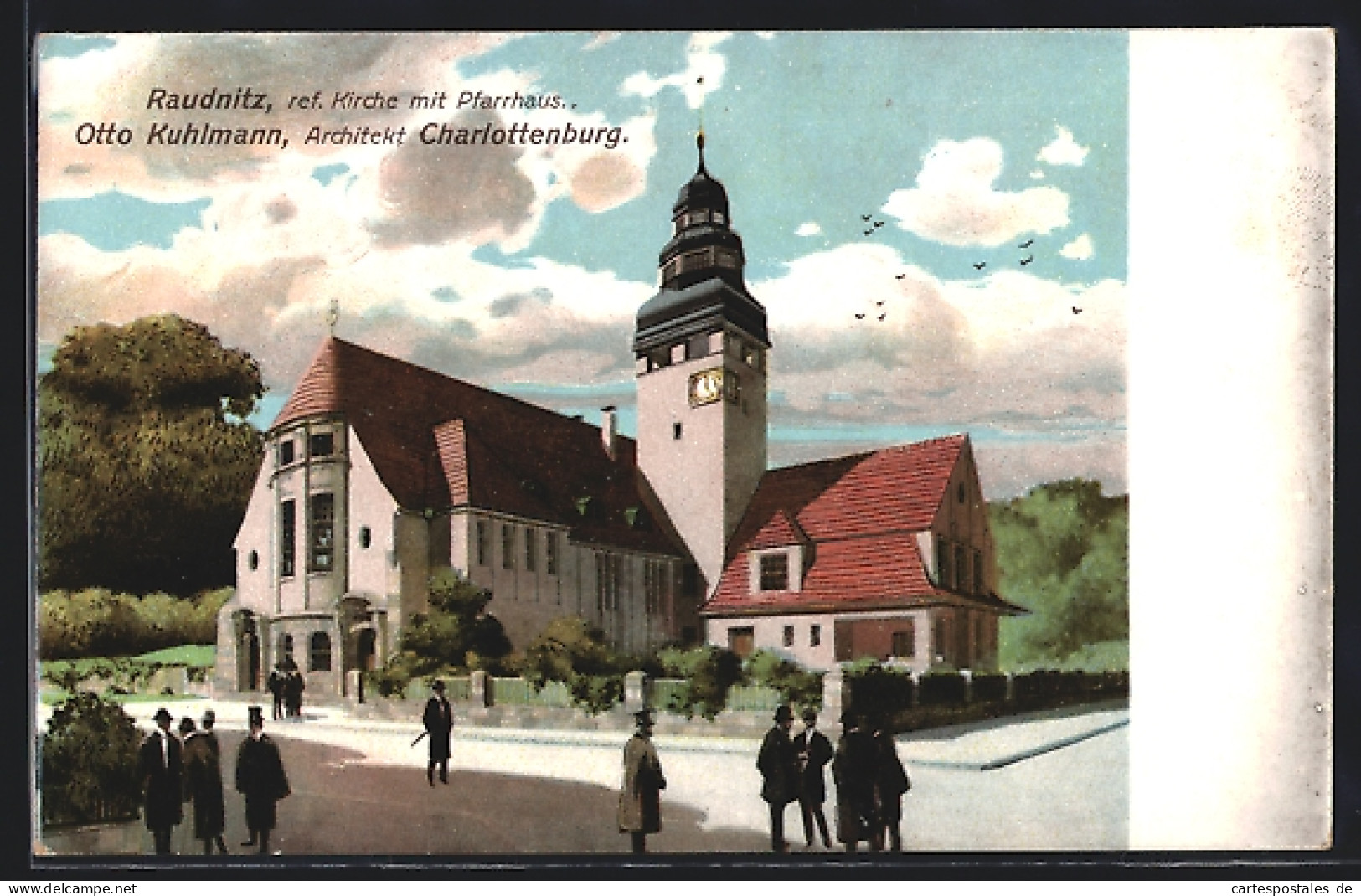 AK Raudnitz, Ref. Kirche Mit Pfarrhaus Von Architekt Otto Kuhlmann  - Czech Republic