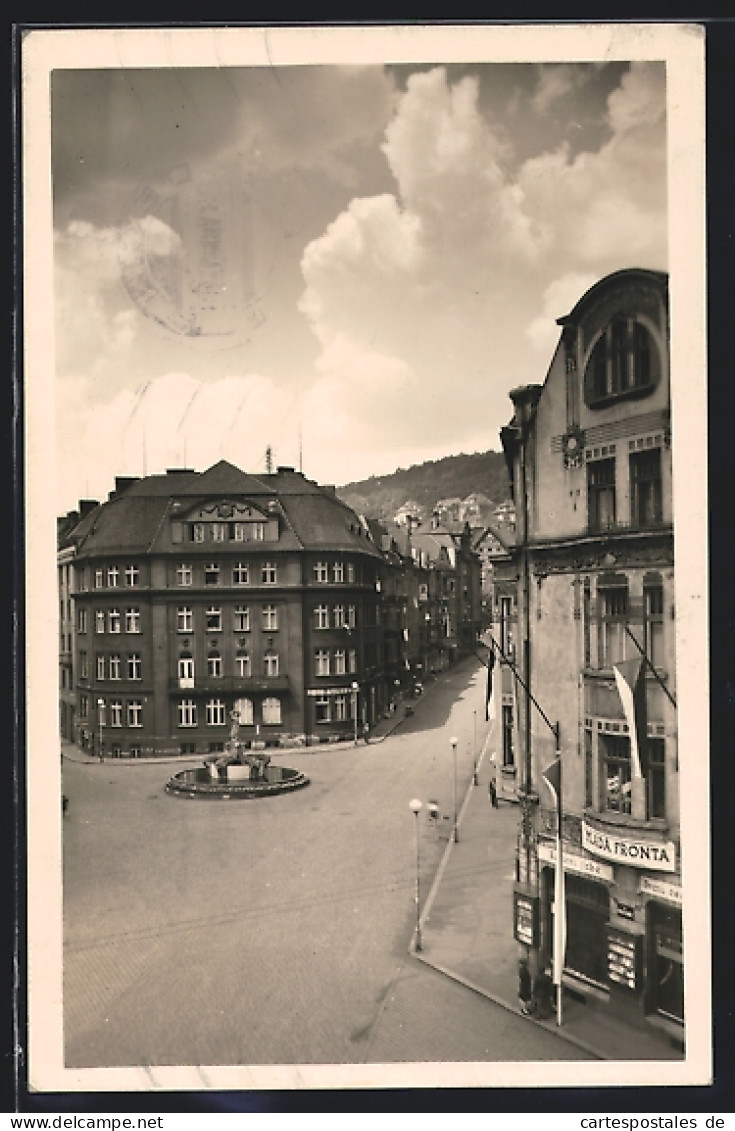 AK Decin-Podmokly, Strassenpartie Mit Brunnen  - República Checa