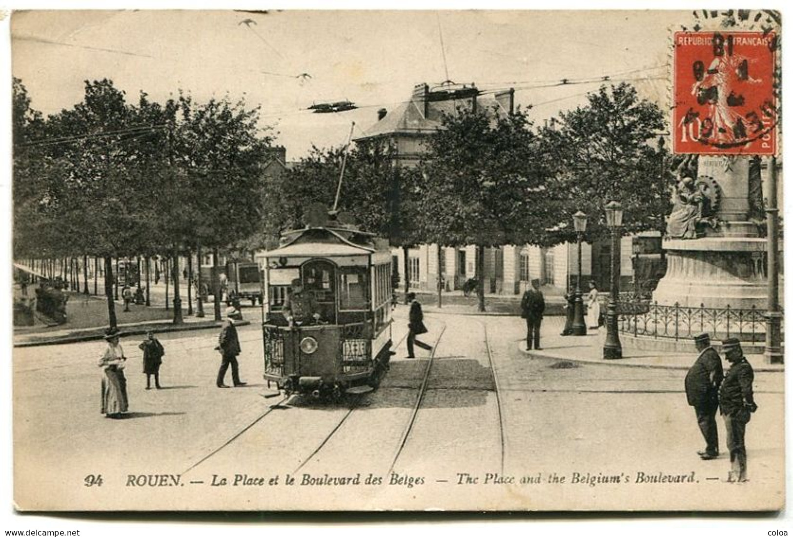 ROUEN La Place Et Le Boulevard Des Belges Tramway - Rouen