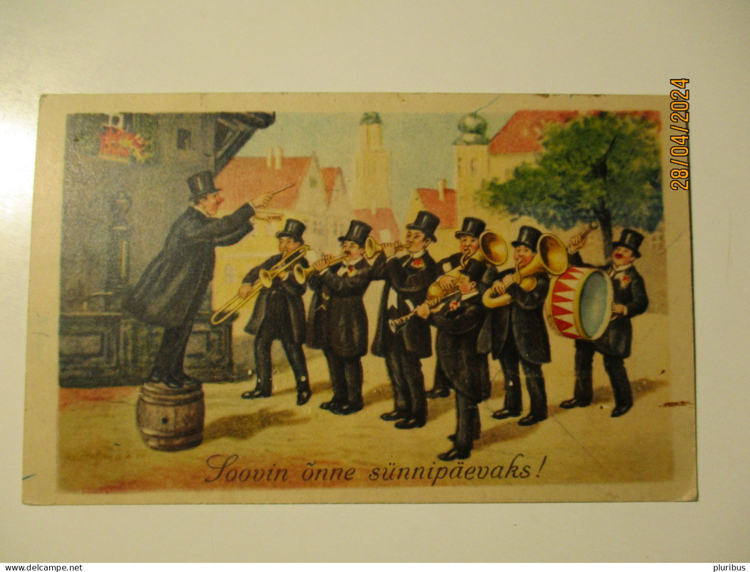 ESTONIA 1934 PAIDE CANCEL , BRASS ORCHESTRA ON TOWN SQUIRE ,5-4 - Birthday