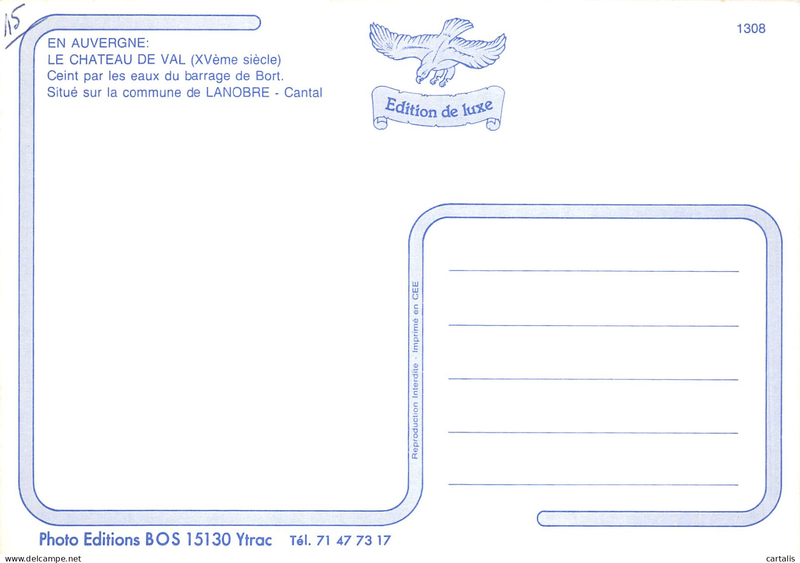 15-LANOBRE CHATEAU DE VAL-N° 4454-A/0075 - Other & Unclassified