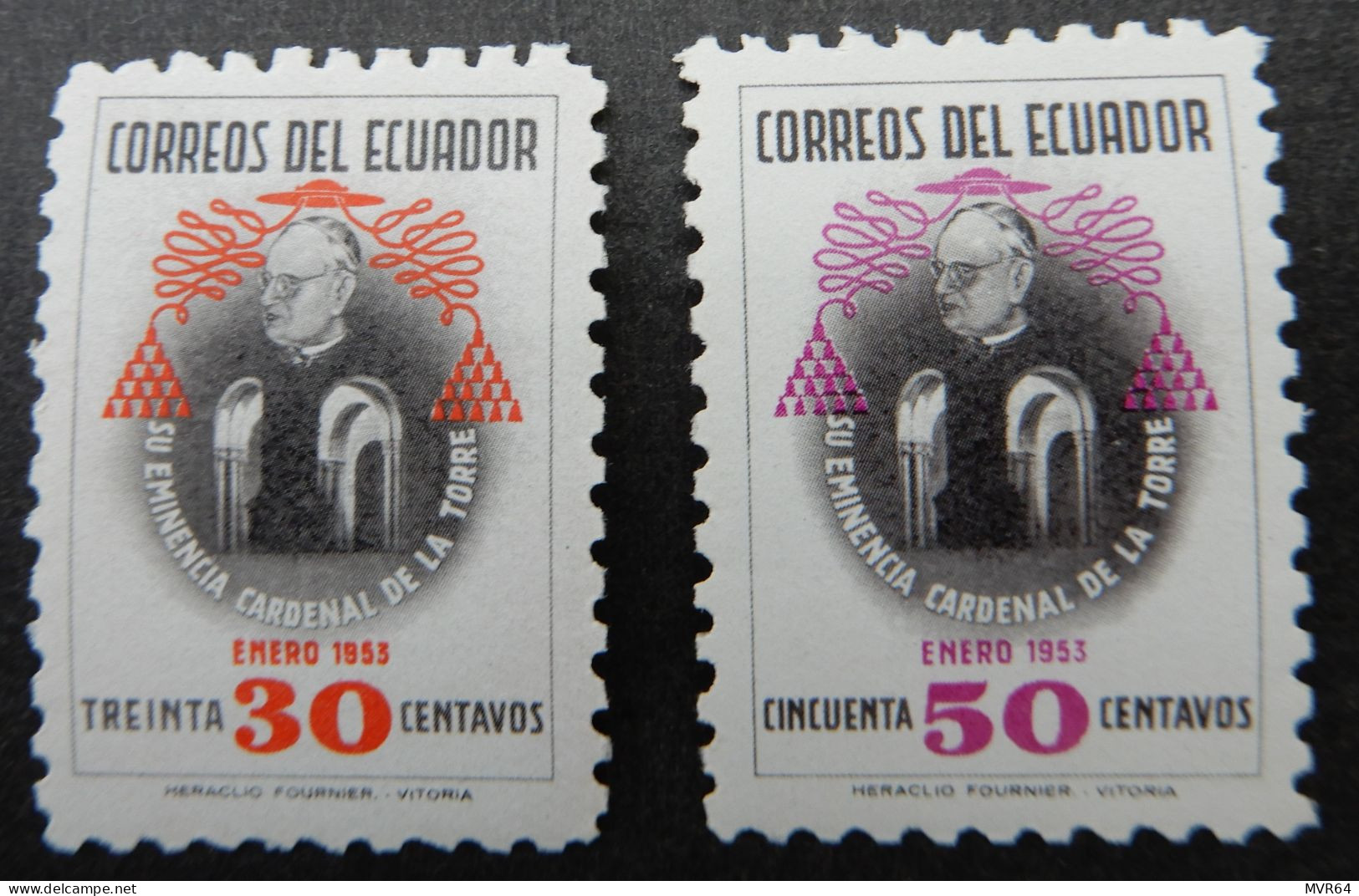 Ecuador 1953 (3) The 1st An. Of Elevation Of De La Torre To Cardinal - Equateur