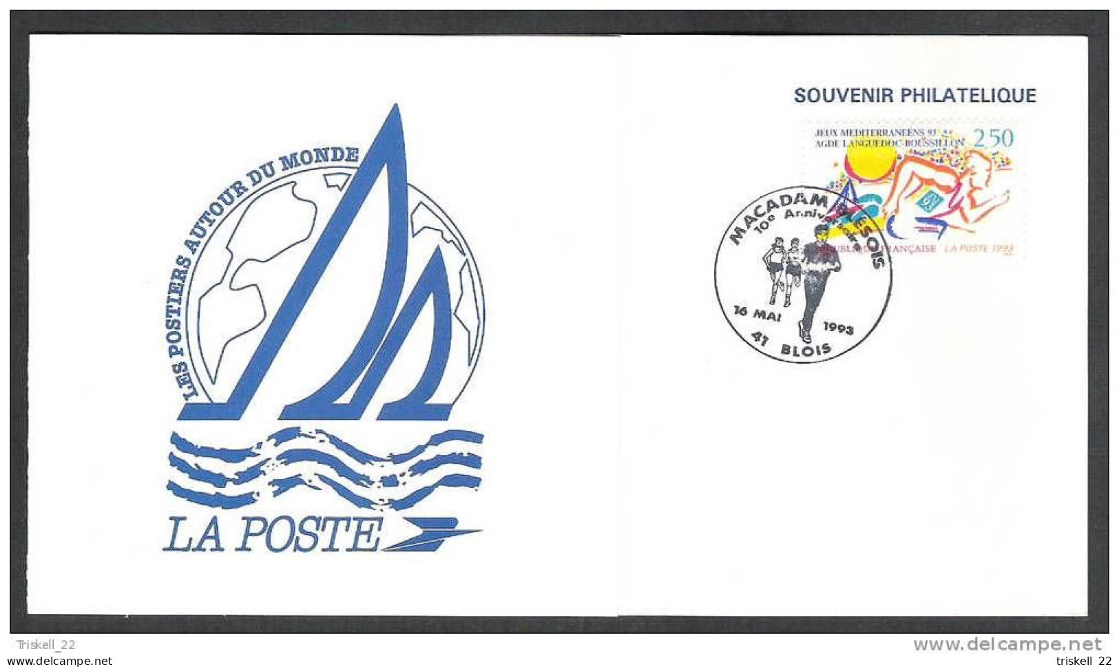 Souvenir Philatélique - Fête Du Sport 16 Mai 1993 - Macadam Blésois Avec Timbre N° 2795 - Documents Of Postal Services