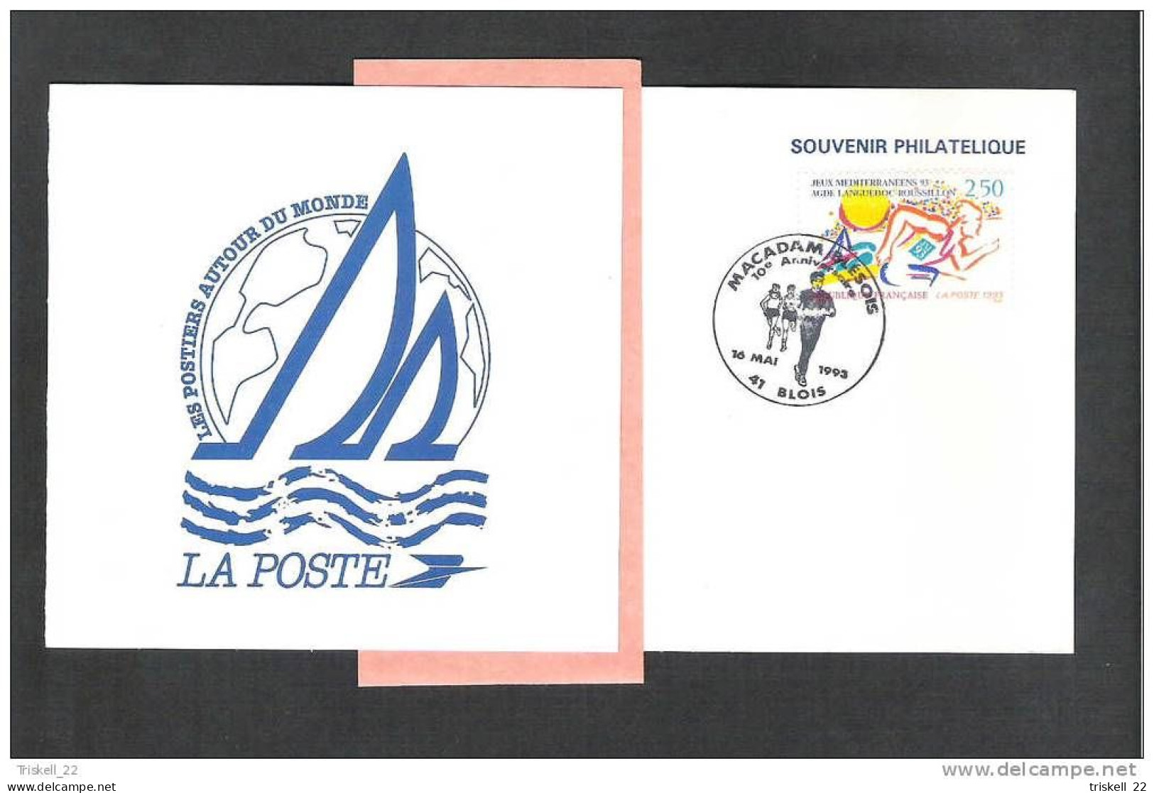 Souvenir Philatélique - Fête Du Sport 16 Mai 1993 - Macadam Blésois Avec Timbre N° 2795 - Postdokumente