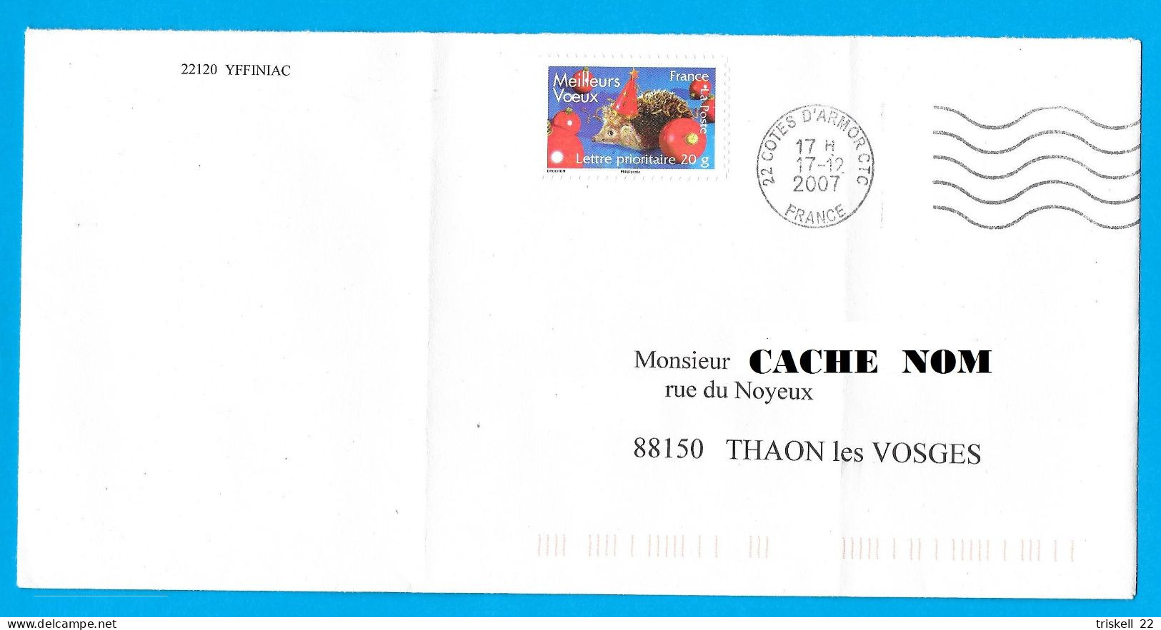 Yffiniac  Côtes D'Armor CTC Du 17-12-2007 - Mechanical Postmarks (Other)