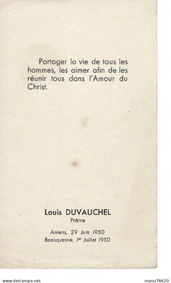 IMAGE RELIGIEUSE - CANIVET : Louis Duvauchel , Prêtre à Amiens& Beauquesne En 1950 - France . - Religione & Esoterismo