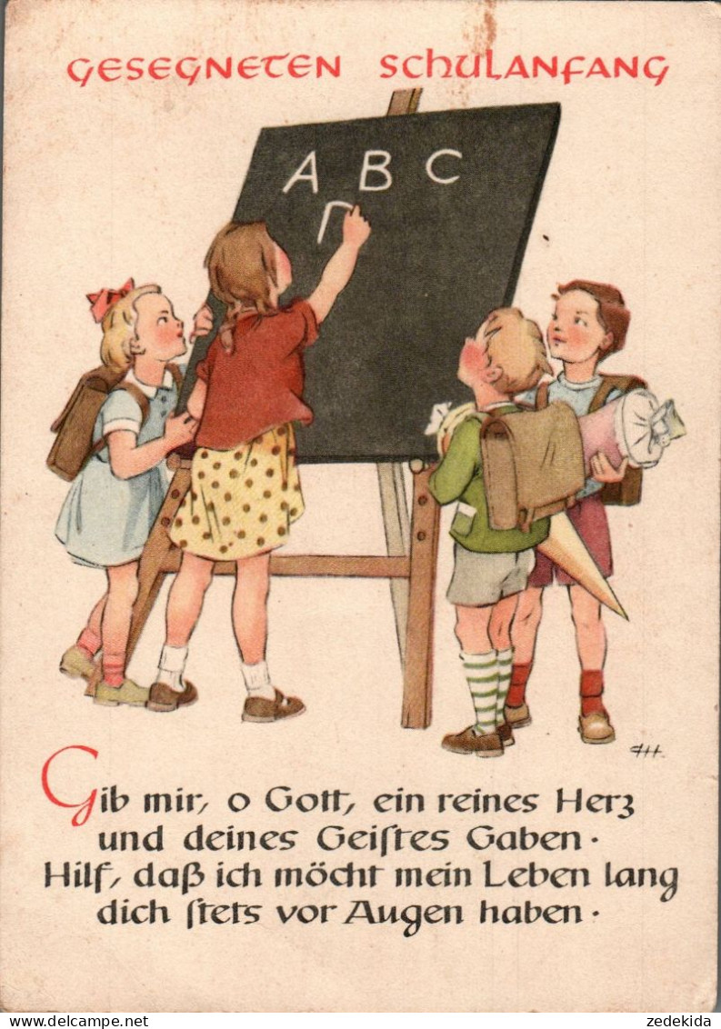 H1816 - Holscher Christine Glückwunschkarte Schulanfang - Verlag Max Müller DDR - Children's School Start