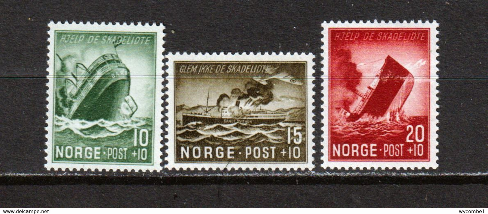 NORWAY - 1944 Mariners Relief Fund Set Unmounted Never Hinged Mint - Unused Stamps