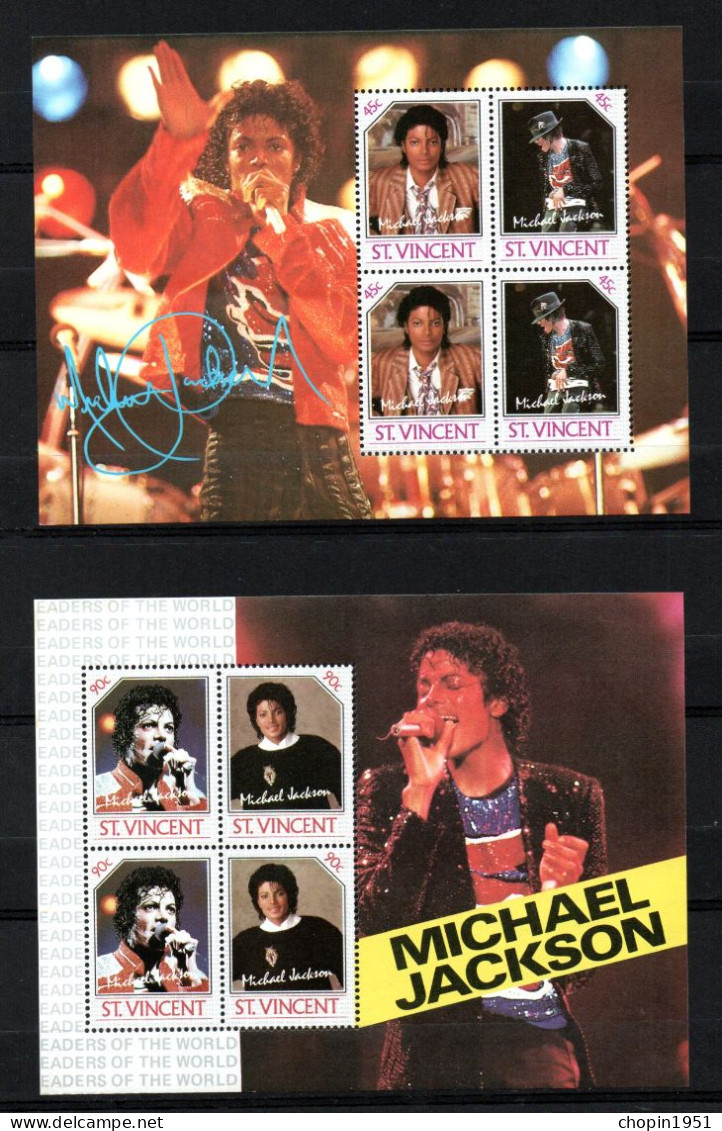 SAINT-VINCENT - MICKAEL JACKSON - 4 BLOCS - FEUILLETS  N° 13 à 22 (16 Timbres) - Singers