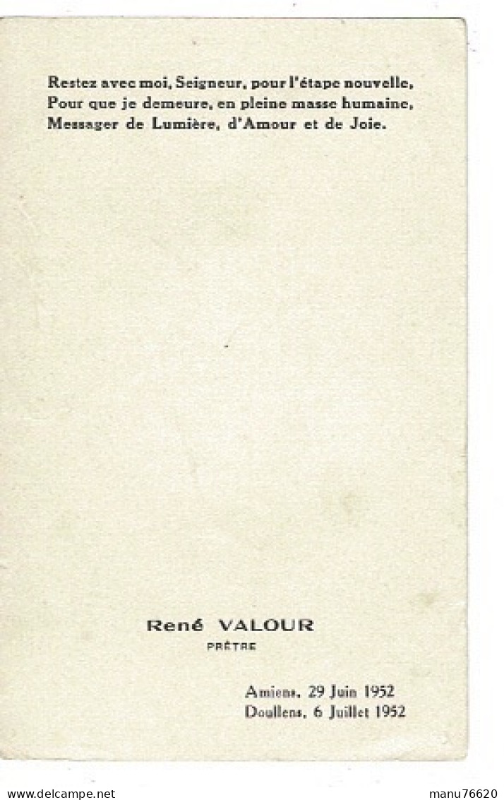 IMAGE RELIGIEUSE - CANIVET : René Valour , Prêtre à Amiens & Doullens En 1952 - France . - Religione & Esoterismo