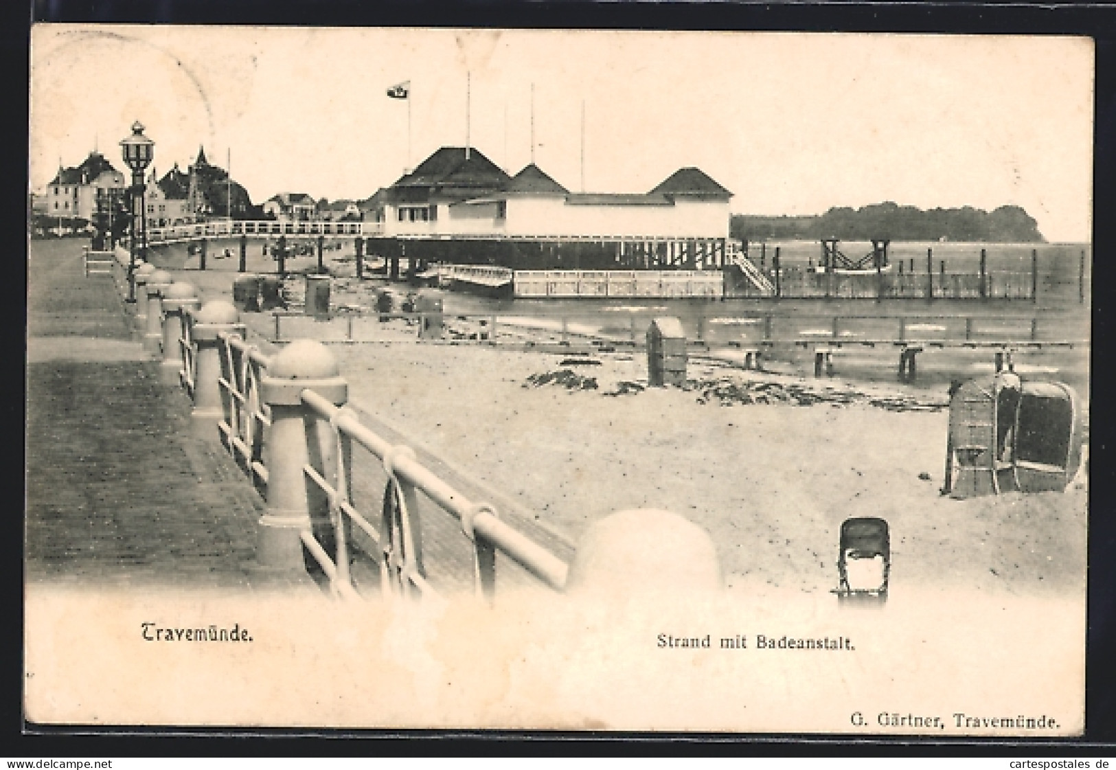AK Travemünde, Strand Mit Badeanstalt  - Luebeck-Travemuende