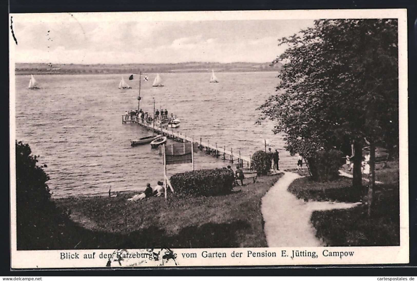 AK Campow Am Ratzeburger See, Blick Auf Den Ratzeburger See Vom Garten Der Pension E.Jütting  - Other & Unclassified