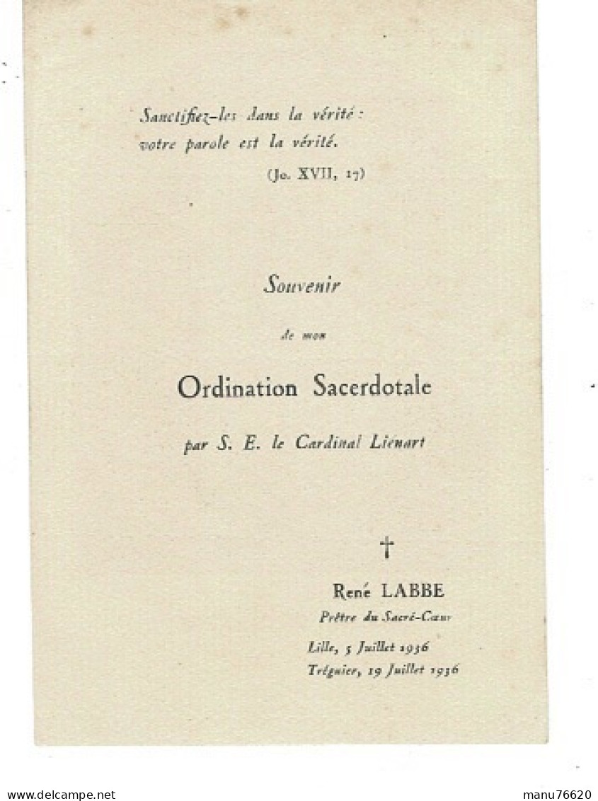 IMAGE RELIGIEUSE - CANIVET : René Labbe , Prêtre à Lille & Tréguier En 1936 - France . - Religion &  Esoterik