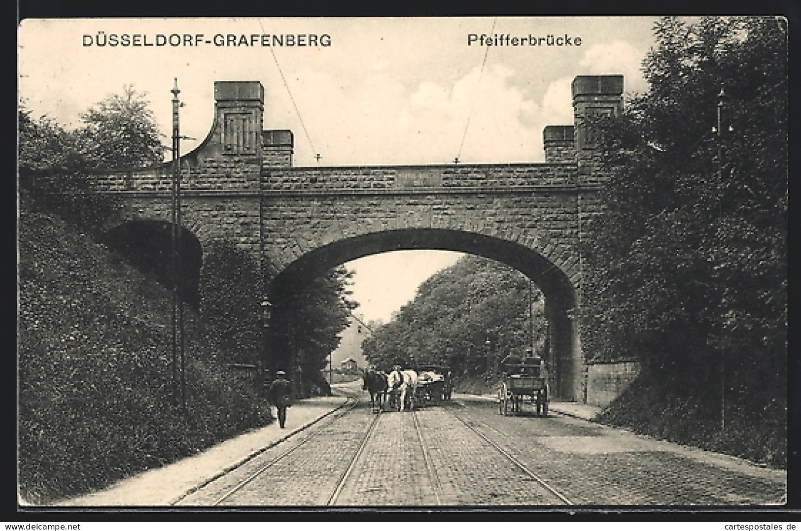AK Düsseldorf-Grafenberg, Pferdefuhrwerke An Der Pfeifferbrücke  - Duesseldorf