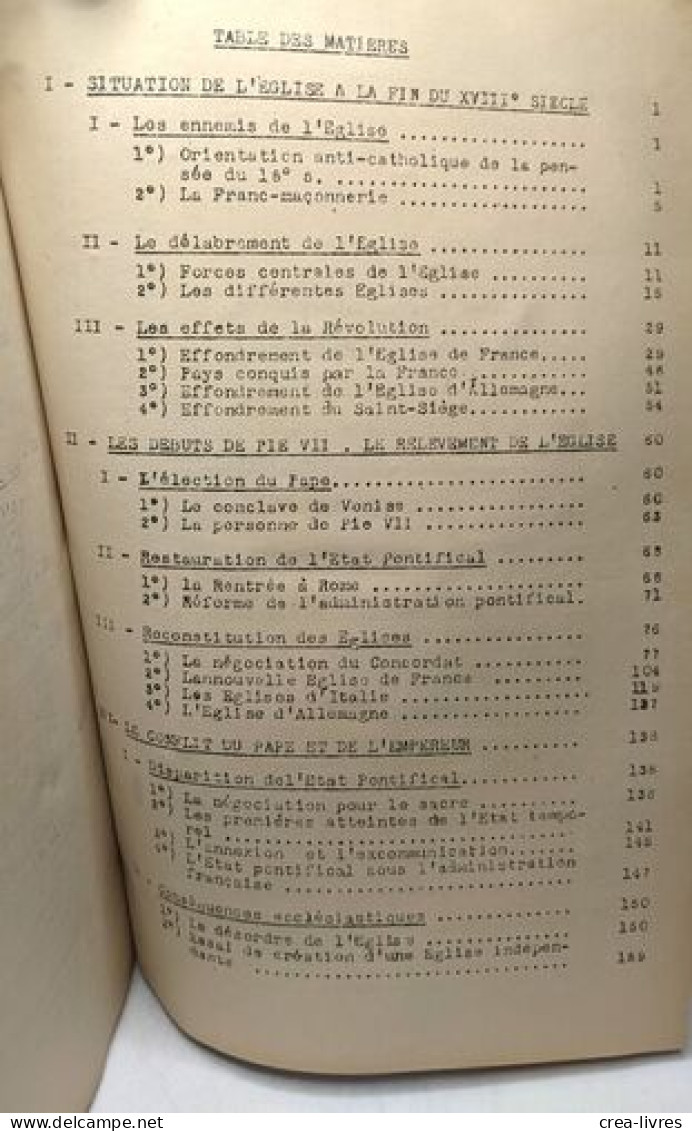 L'église Catholique De L'avènement De Pie VII à L'avènement De Pie X / Les Cours De La Sorbonne - History