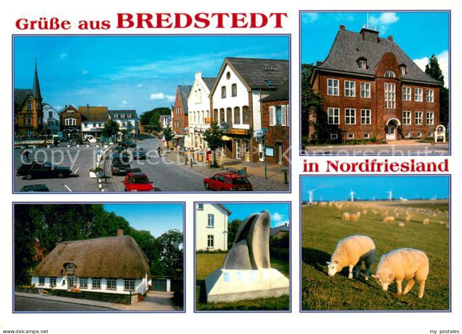 73674027 Bredstedt Strassenpartie Rathaus Gasthaus Skulptur Bredstedt - Bredstedt