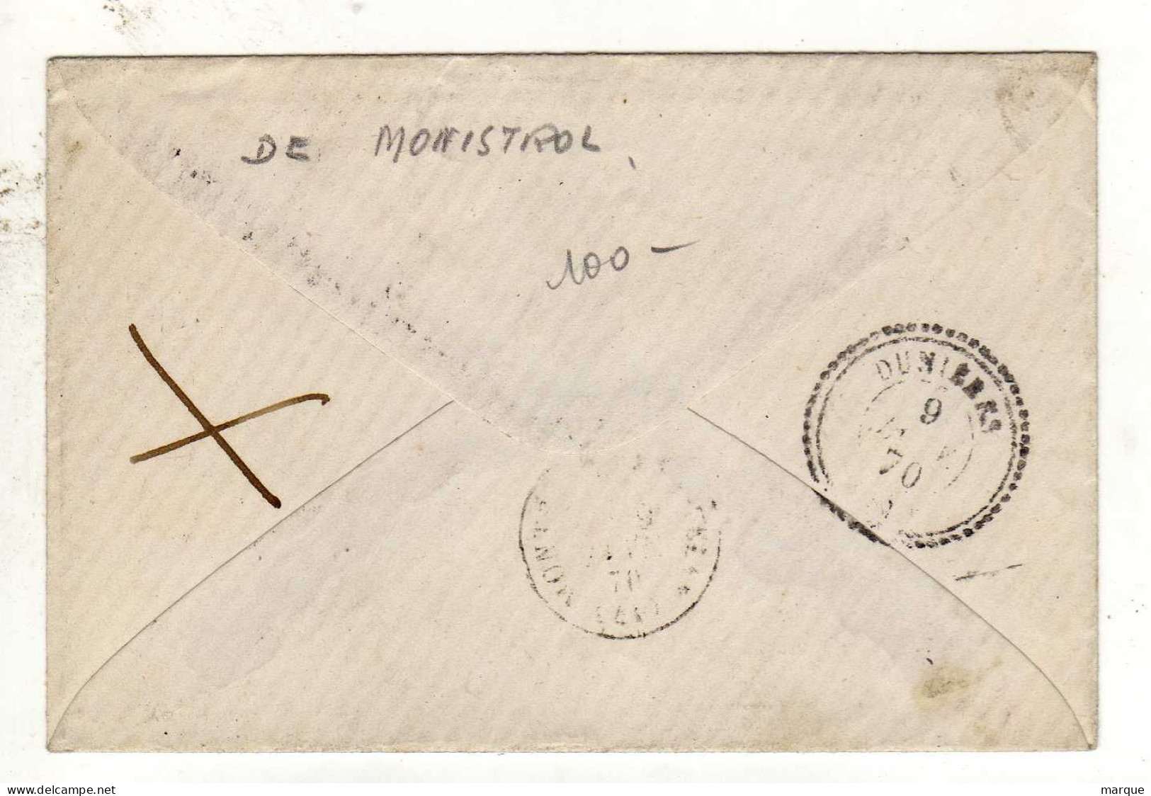 Enveloppe FRANCE Avec Timbre 10c Bistre Oblitération 08/01/1870 - 1849-1876: Classic Period