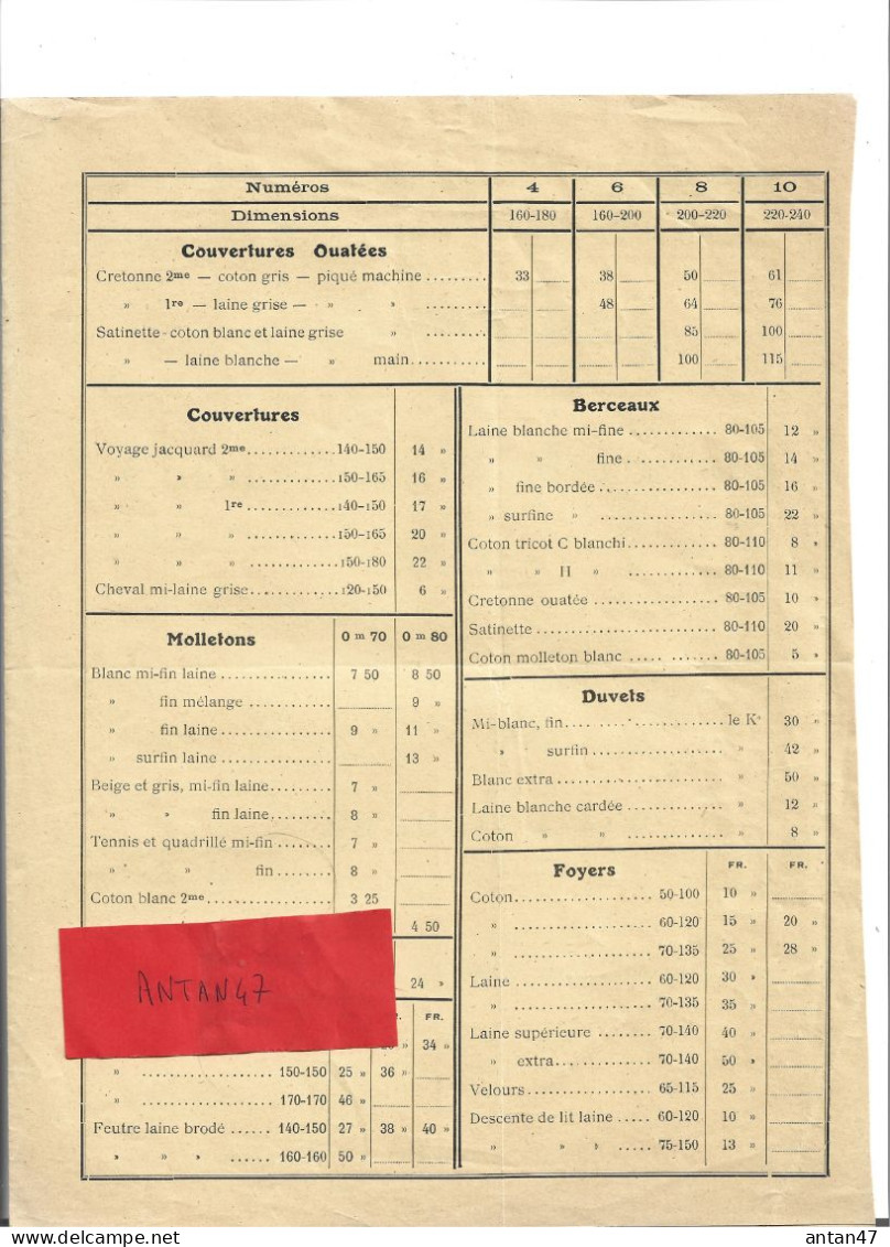 2 Courriers 1899 & Tarifs 1922 / 01 AMBERIEU / 69002 LYON / Manufacture De Couverture REVOL - 1900 – 1949