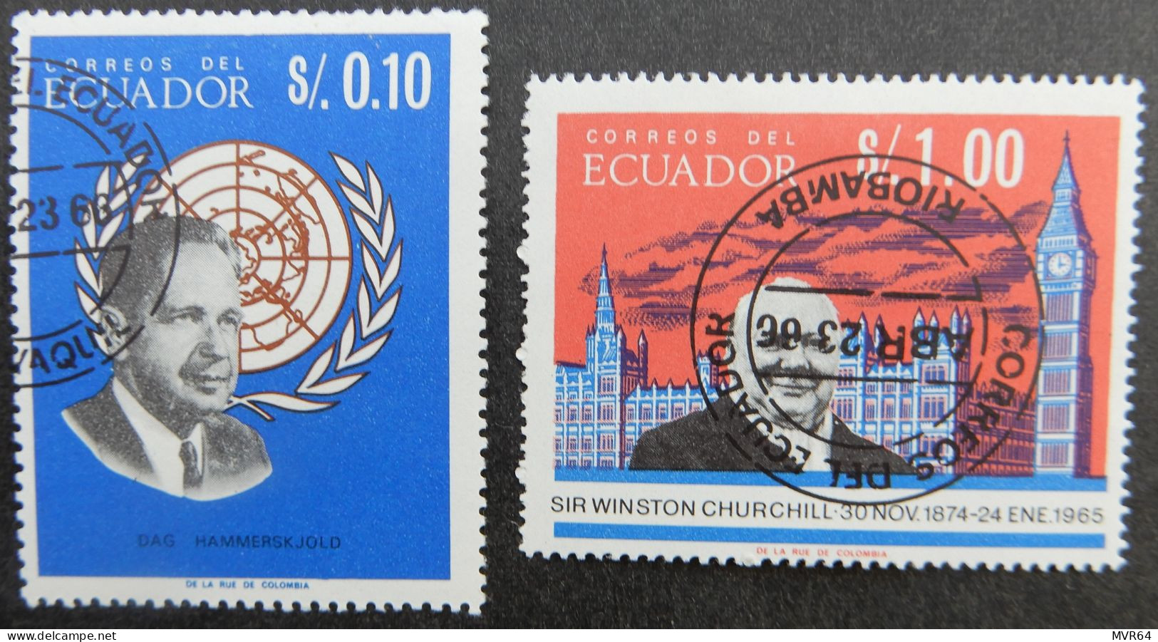 Ecuador 1966 (3) Dag Hammerskjold & Sir Winston Churchill - Equateur