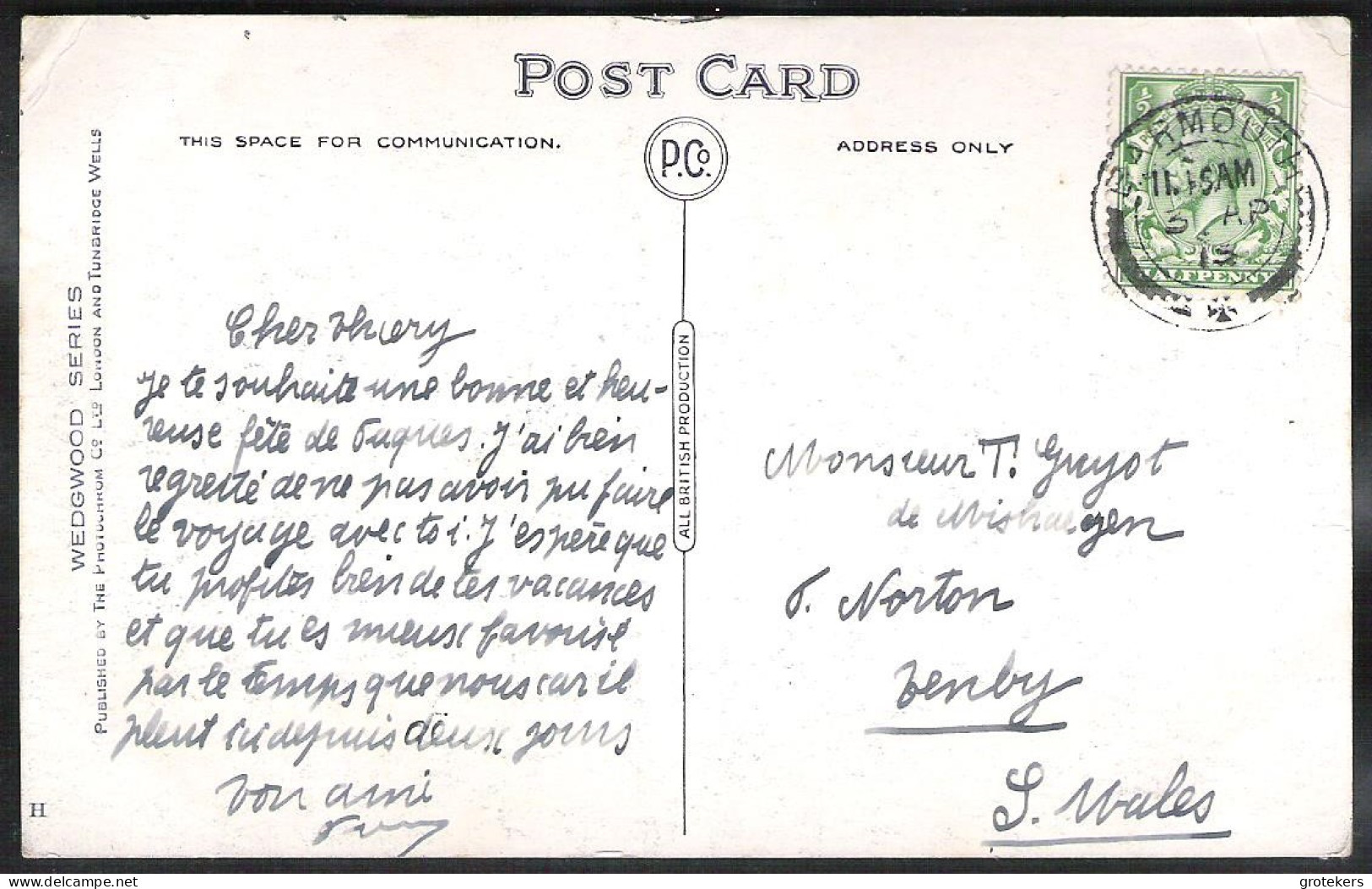 BARMOUTH Porkington Terrace Sent 1915 > Tenby - Merionethshire