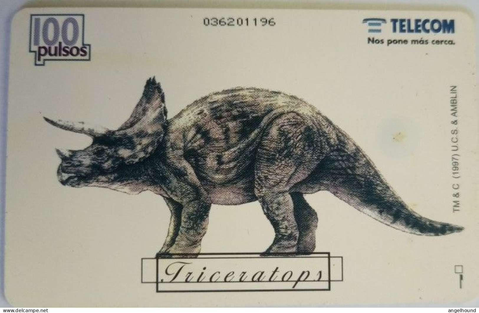Argentina 100 Unit Chip Card - Jurassic Park 3/10 Triceratops - Argentina