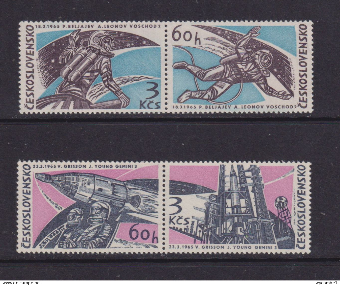 CZECHOSLOVAKIA  - 1965 Space Achievements Set Never Hinged Mint - Unused Stamps