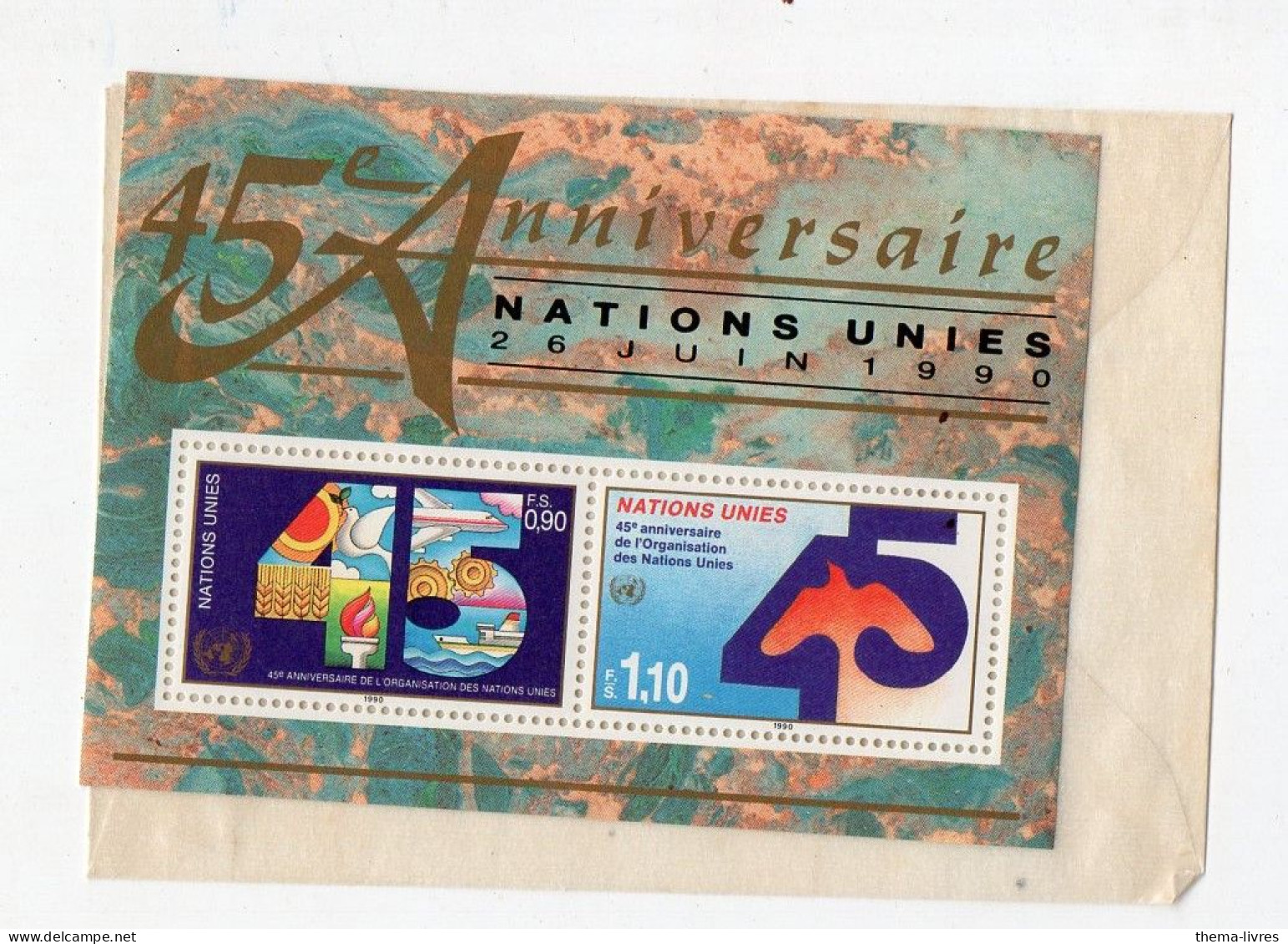 NATIONS UNIES  Bloc 1990 Avec 2 Timbres   (PPP47304) - Sonstige & Ohne Zuordnung