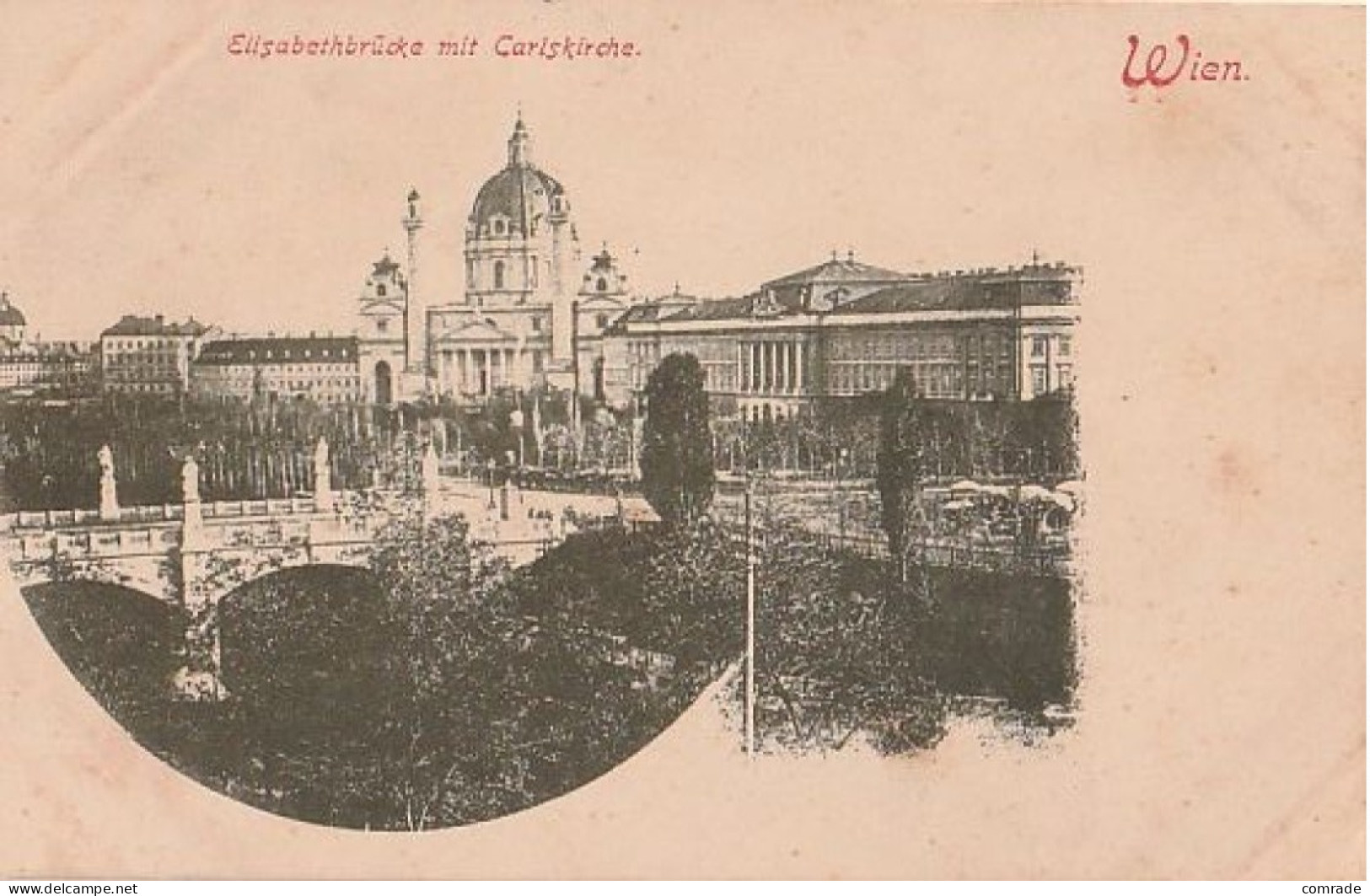 Austria - Wien - River Wien – Elisabeth Bridge, With Karlskirche And Technical University. Elisabethbrücke Mit Der Carls - Iglesias