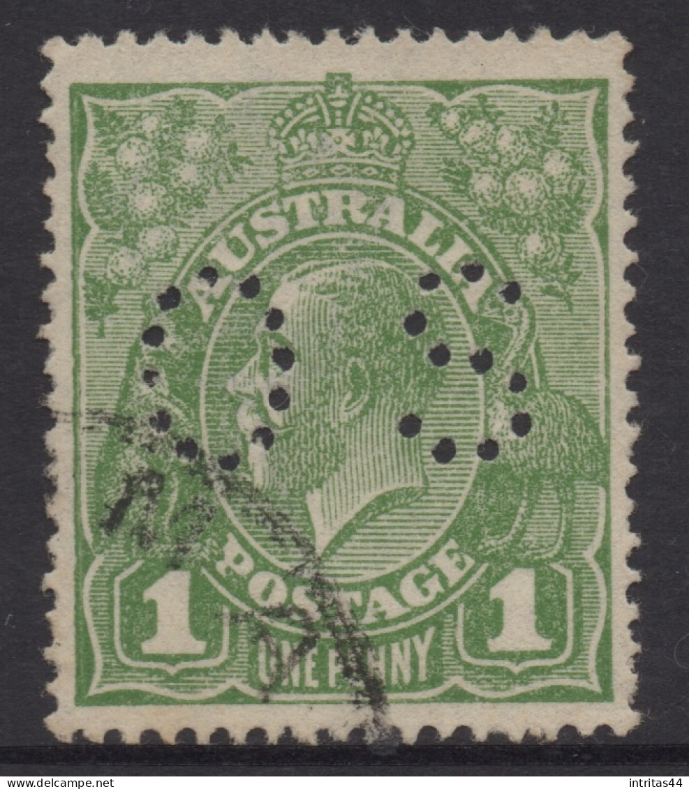 AUSTRALIA 1924 1d SAGE - GREEN  KGV  STAMP "OS" PERF.14 1st.WMK SG.O79 VFU - Usati