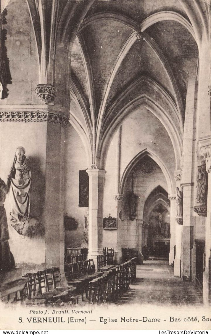 FRANCE - Verneuil - Vue Sur L'église Notre Dame - Bas Côté Sud - De L'intérieure - Carte Postale Ancienne - Verneuil-sur-Avre
