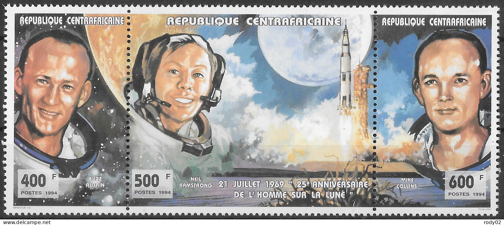 CENTRAFRIQUE - ESPACE - 1ER HOMME SUR LA LUNE - ASTRONAUTES - N° 1005 A 1007 - NEUF** MNH - Afrika
