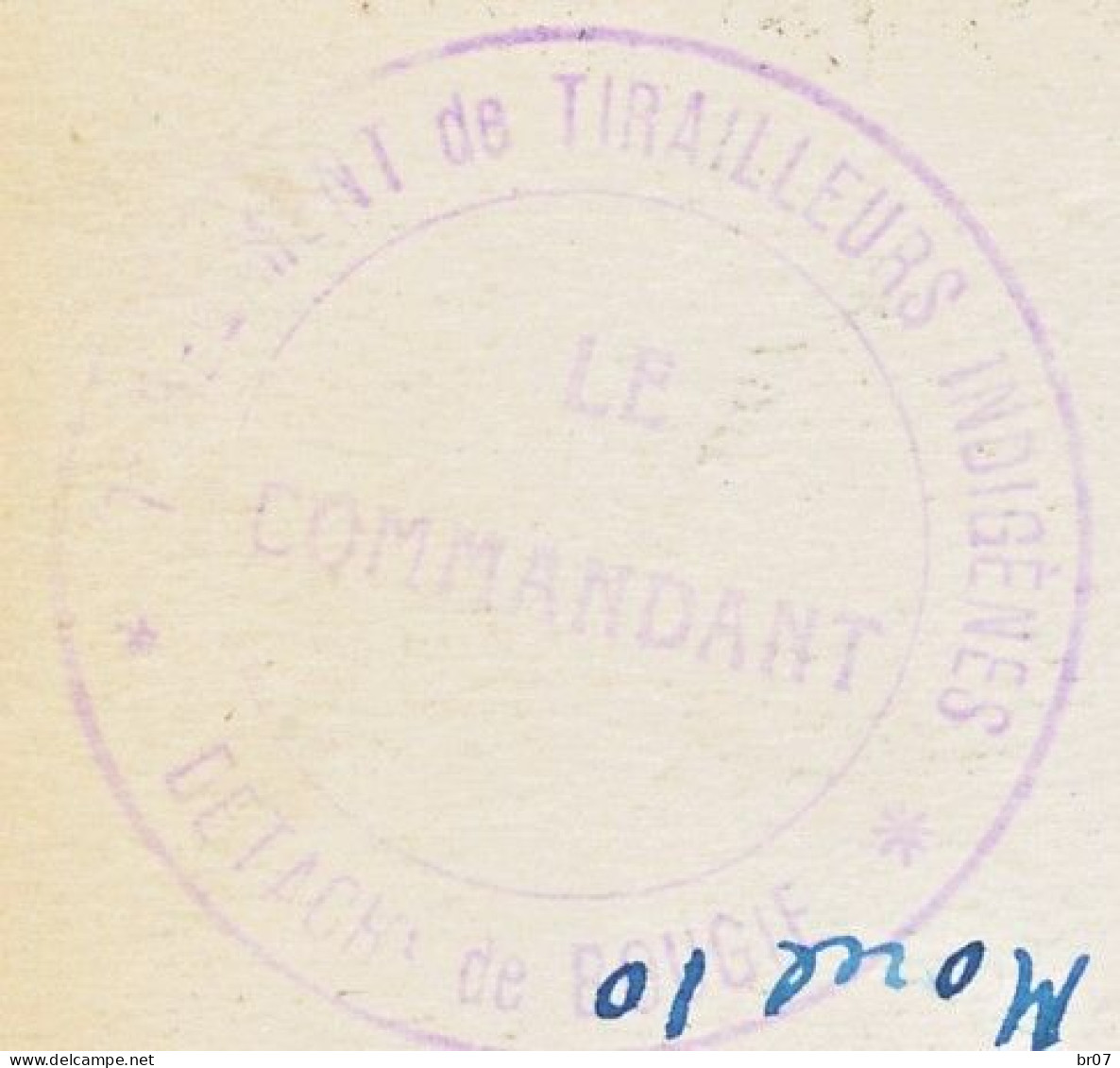 ALGERIE CP 1919 BOUGIE CONSTANTINE FM 7° REGIMENT DE TIRAILLEURS INDIGENES DETACHEMENT DE BOUGIE - Lettres & Documents