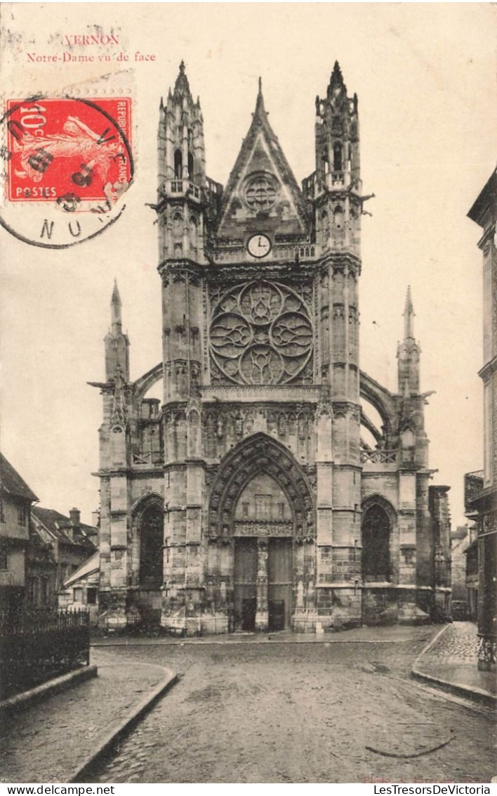 FRANCE - Vernon - Vue Sur L'église Notre Dame Vu De Face - De L'extérieure - Carte Postale Ancienne - Vernon