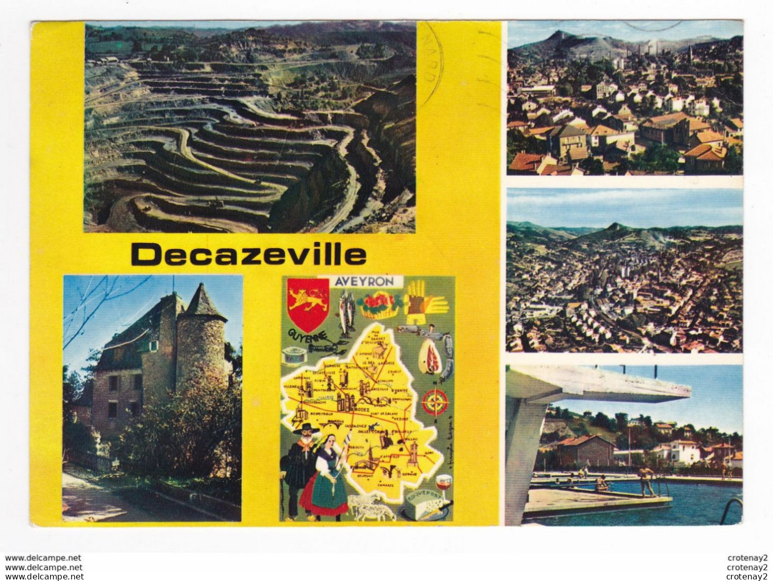 12 DECAZEVILLE 5 Vues Et Plan De L'Aveyron N°21 La Découverte Vue Générale Château De Gironde Piscine Plongeoir En 1975 - Decazeville
