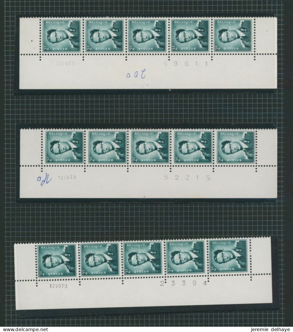 Baudouin à Lunettes - Page De Collection : N°1066** : N° De Planche 1 à 4 + Coin Daté (1973, 4 X) + Lettre - 1953-1972 Bril