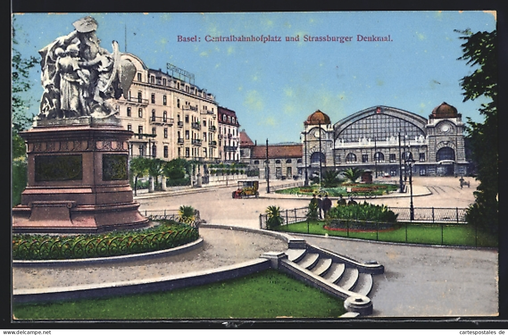 AK Basel, Centralbahnhofplatz Und Strassburger Denkmal  - Bâle