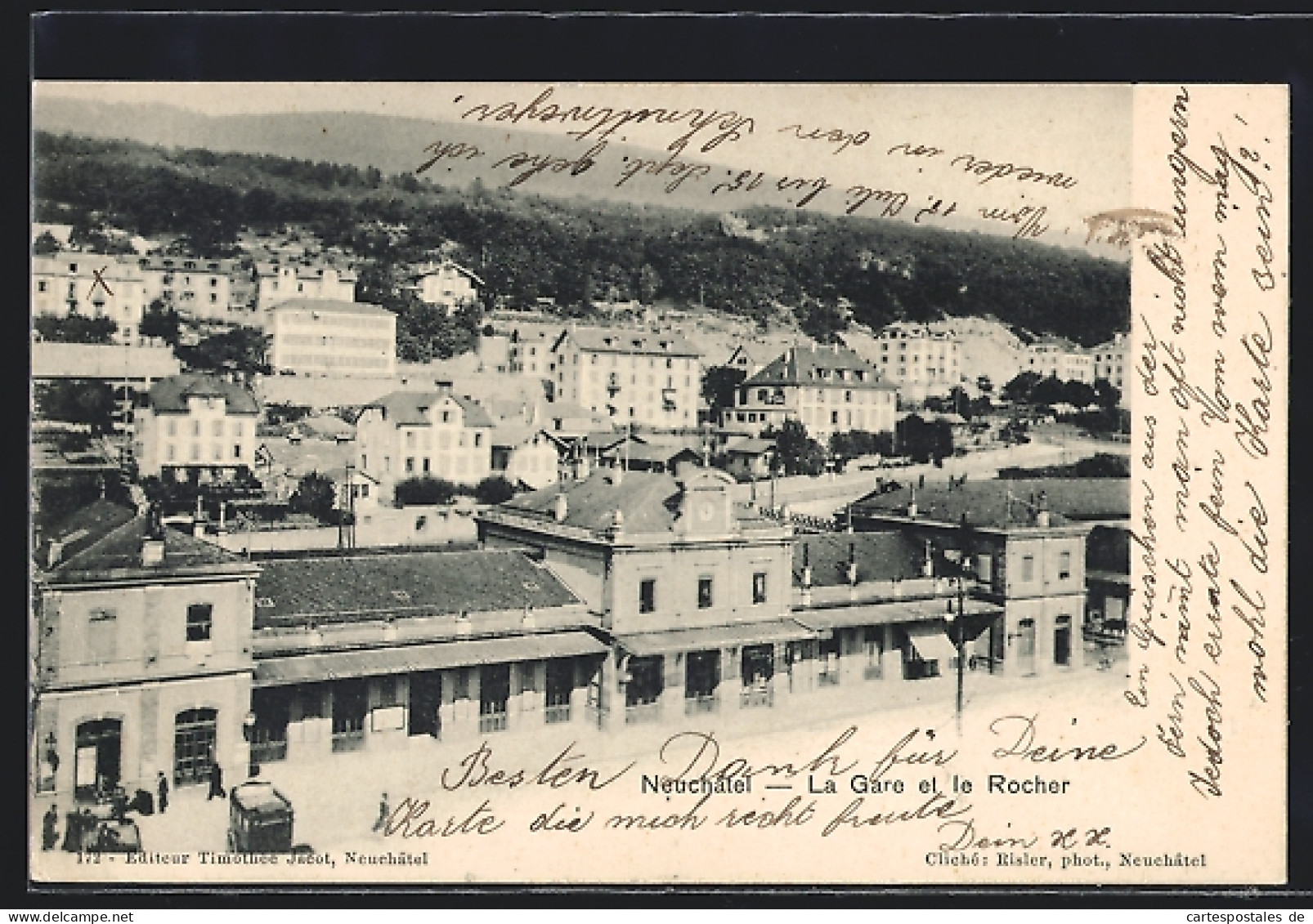 AK Neuchatel, La Gare Et Le Rocher  - Sonstige & Ohne Zuordnung