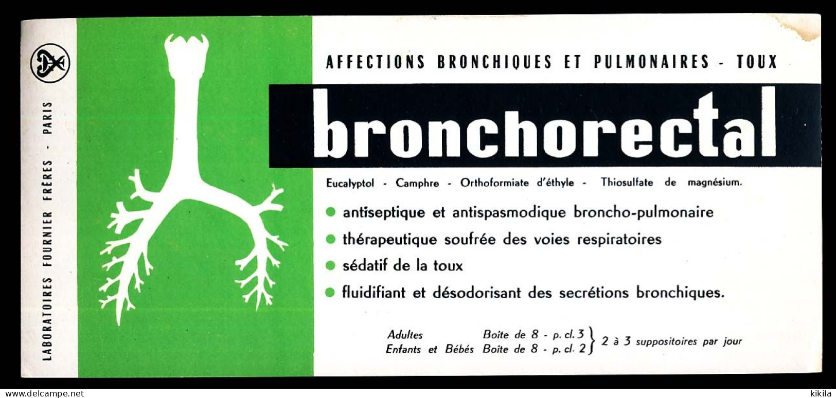 Buvard 21 X 9,5. Laboratoires FOURNIER FRÈRES Bronchorectal Affections Bronchiques Et Pulmonaires - Toux - Produits Pharmaceutiques