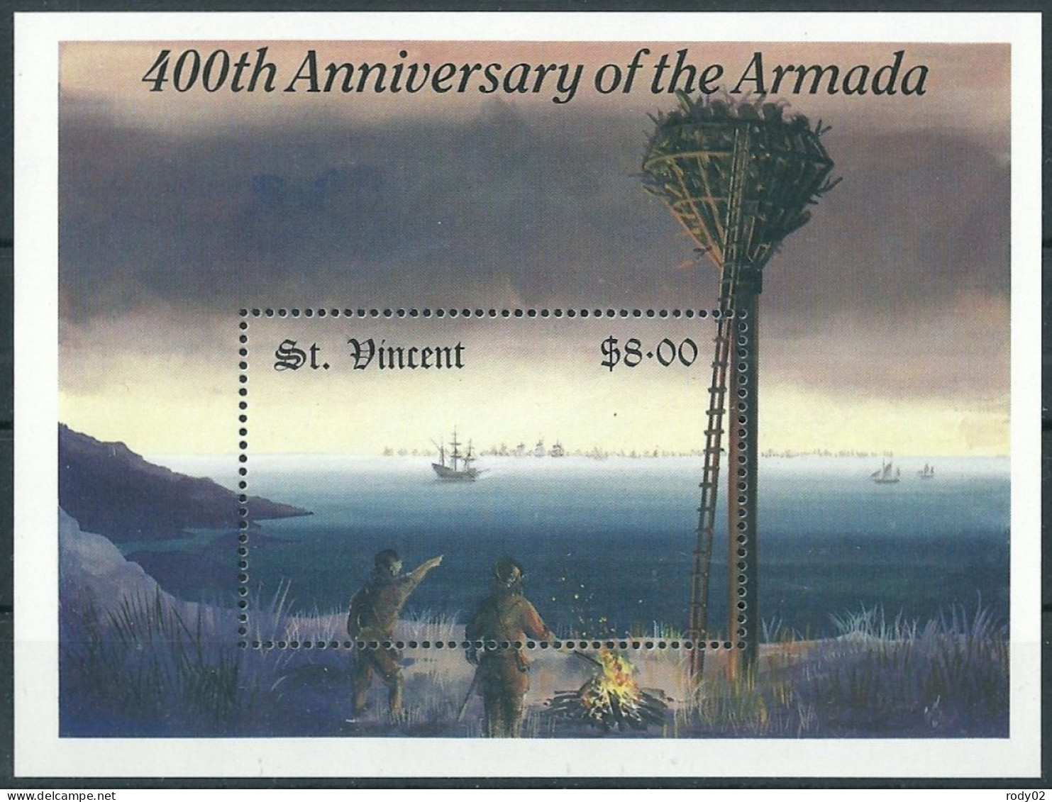 SAINT-VINCENT - 400EME ANNIVERSAIRE DE LA DEFAITE DE L'INVINCIBLE ARMADA - BF 43 - NEUF** MNH - Autres & Non Classés