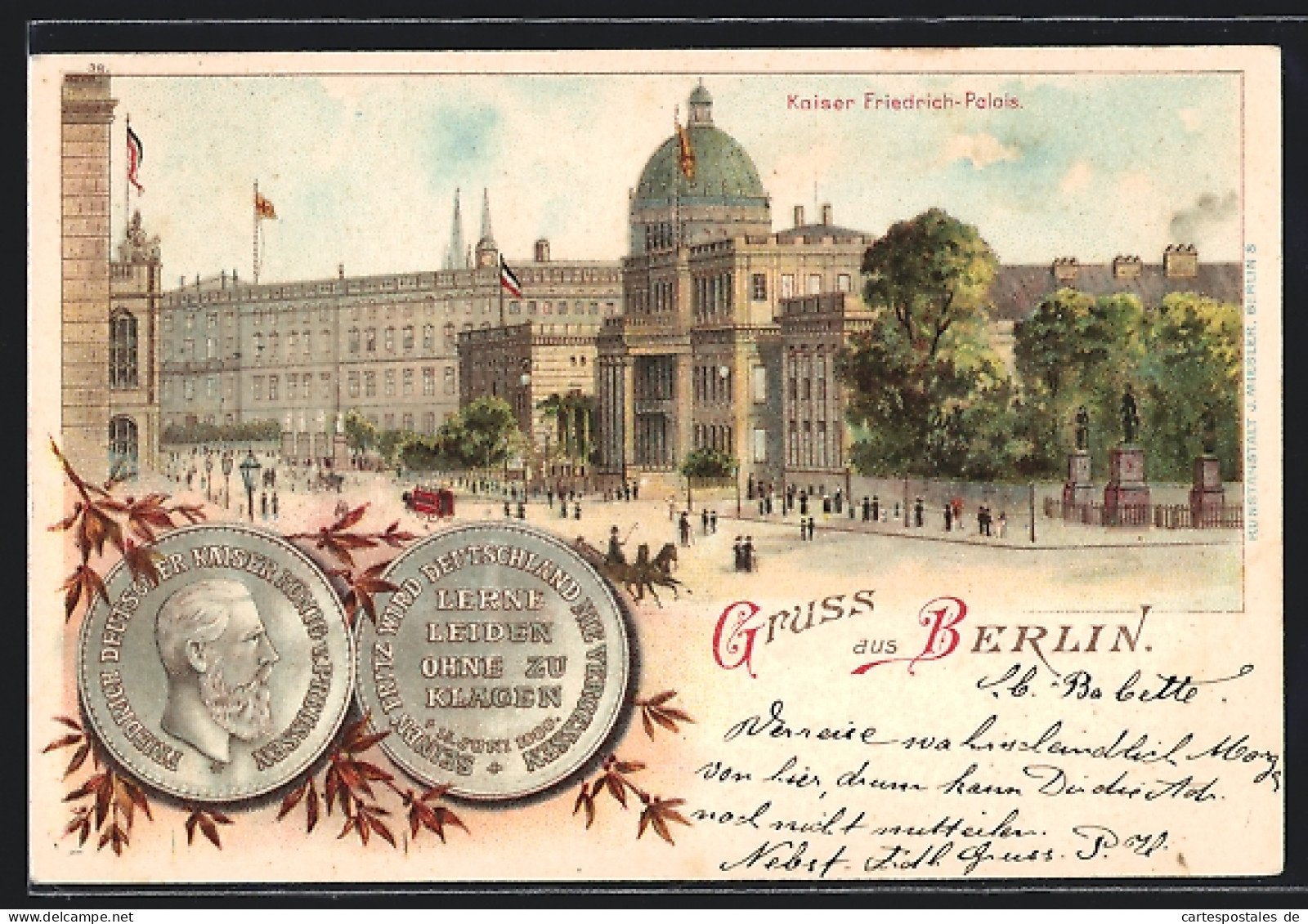 Lithographie Berlin, Kronprinzliches Palais, Friedrich V. Preussen  - Mitte